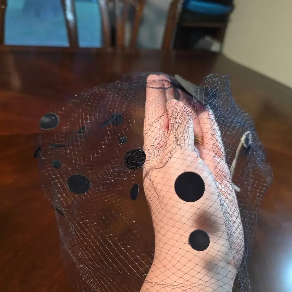 1950's black birdcage veil headpiece WITH ORIGINAL TAGS!